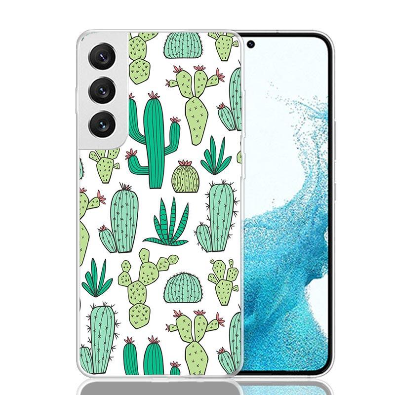 Cartoon Cactus Green Plants Phone Case For Samsung Galaxy S26 Ultra S23 S24 S25 Edge S20 FE S21 S22 Plus Soft Print Shell Cover