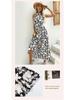 Halter Neck Sleeveless French Style Slit Print Dress Summer Hot Seller