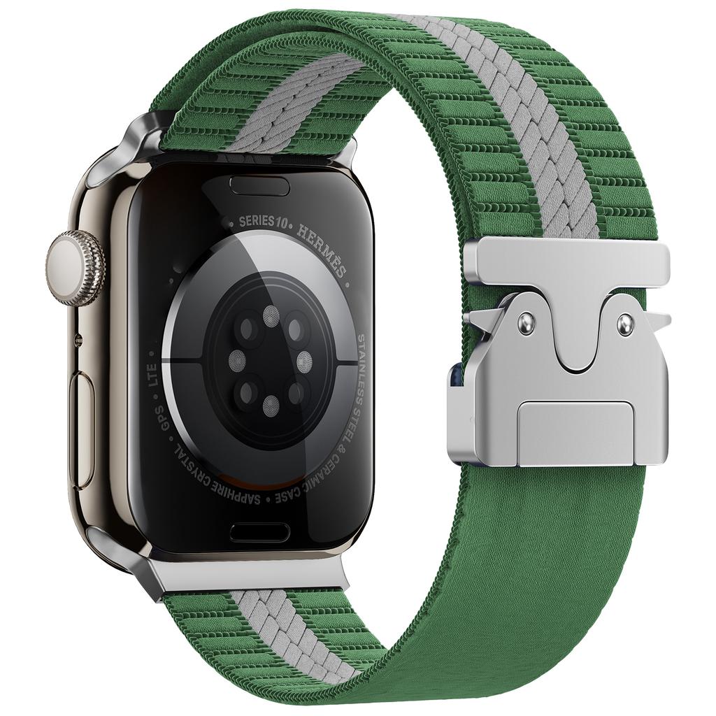 Nylon Watch Band for Apple Watch Series 10 9 8 7 SE 6 5 4 3 2 1 42mm 41mm 40mm 38mm Stripe Design Parachute Buckle Strap