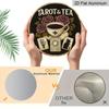 2D Flat, 1pc Round Vintage & Tea Metal Wall Art Sign - 7.87 Inch Aluminum Decor with Roses, Cups, and Symbols, Rustic Black Backgfor Home, Cafe, Bar