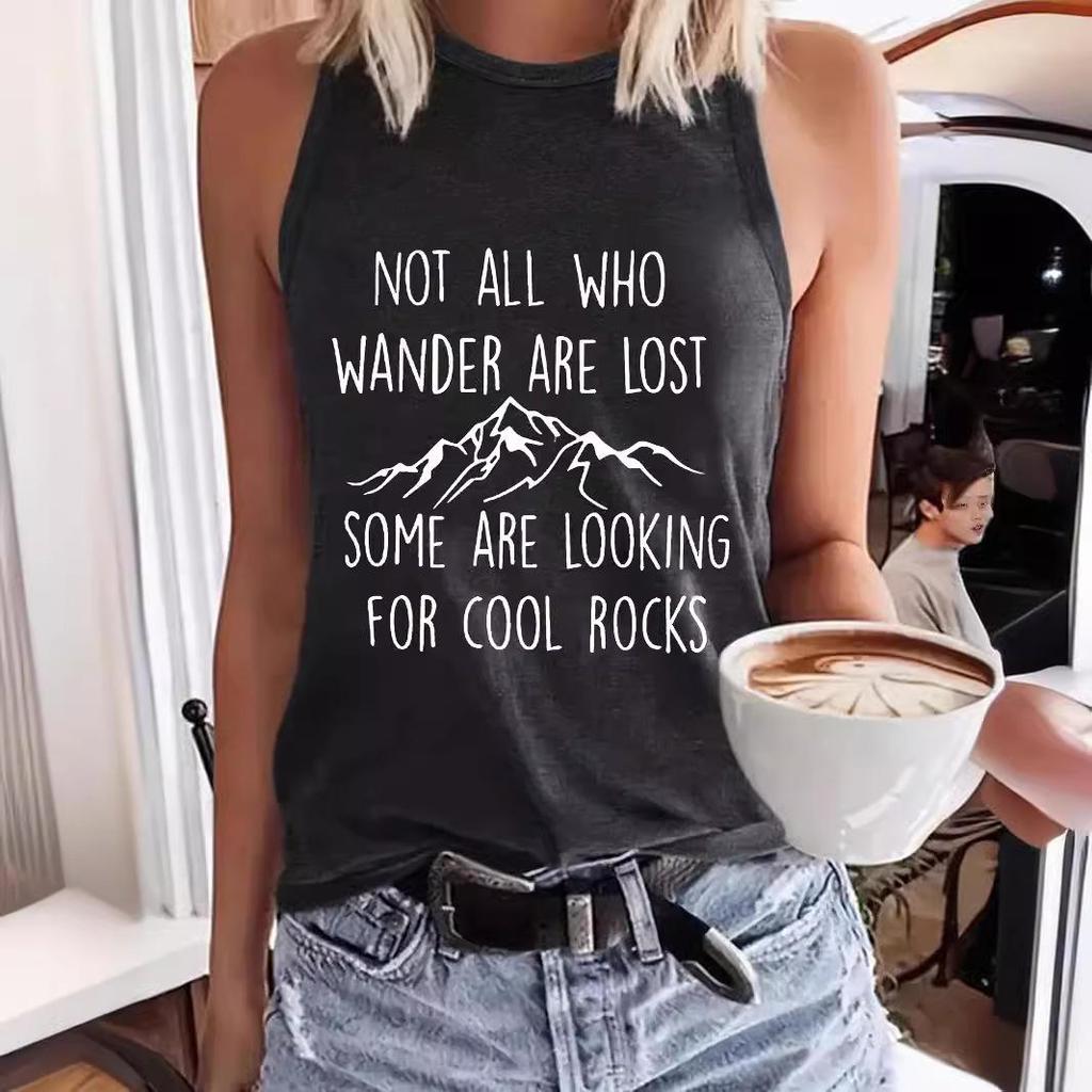 Sleeveless Inspirational Graphic Tee - Women's Spring/Summer Round Neck Pullover Top