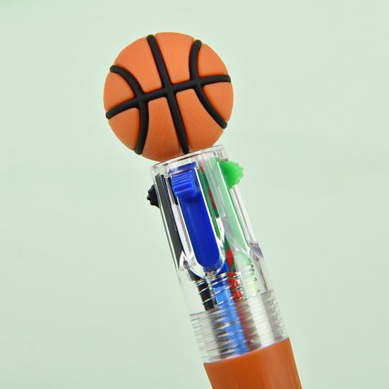 2Pcs Retractable Ballpoint Pen Cartoon Sports Ball 4-Color Mini Journal Pen with Football Basketball
