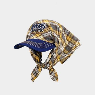 Hong Kong Style, Plaid Tie Headband, Duckbill Hat, Women's, Street Style, Retro Toe Cap, Baseball Cap