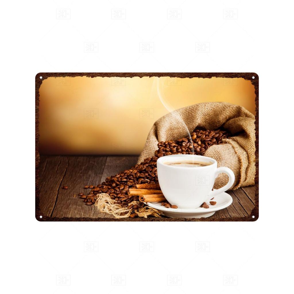 Coffee Vintage Tin Sign Metal Sign Decorative Plaque Retro Plate Cafe Kitchen Living Room Coffee Bar Decoration