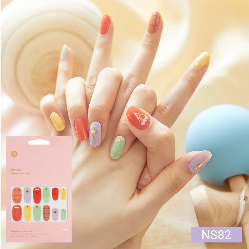 Vibrant Pop Nail Stickers 24pcs | Self-Adhesive Strips, Rainbow &Neon Mix, Quick 5-Min Manicure