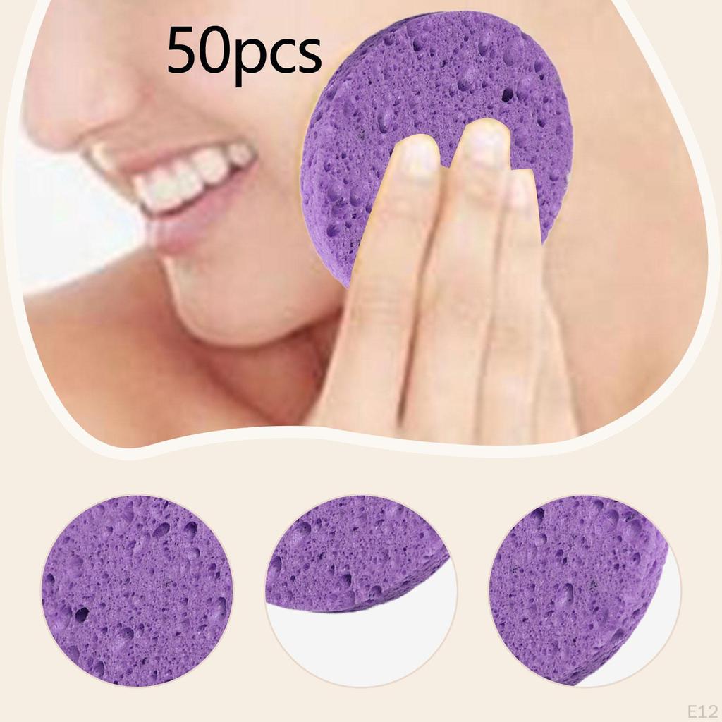 10 Pieces Face Cleansing Pads Facial Sponges Makeup Removal Wood Pulp Cotton Elastic