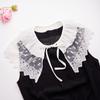 Embroidery Double Layered Lace Up Shawl Wrap Sweet Skirt Decorative Doll Collar Lapel Detachable Fake Collar Top For Women