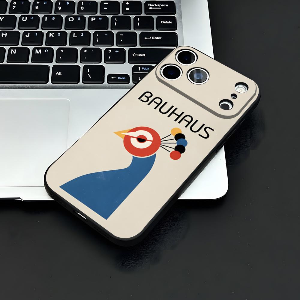 

Abstract Bauhaus-style Phone Case For IPhone 17 Air 16 E Pro Max 15 14 13 Mini 12 Pro 11 Max Plus Black Soft Shell iPhone 15ProMax