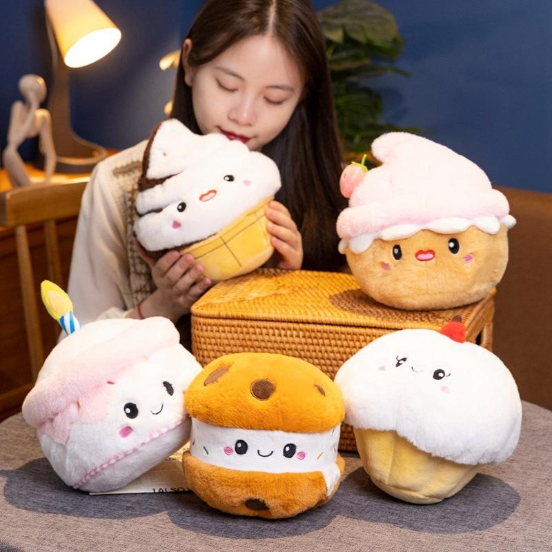 Simulated Cute Cake Series Doll Pillow Cherry Strawberry Cookies Birthday Cake Plush Toys Children's Gifts