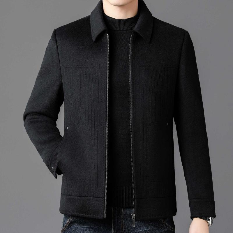 Winter Woolen Short Coat Men's Double-sided Cashmere Coat Winter Lapel Casual Woolen Jacket