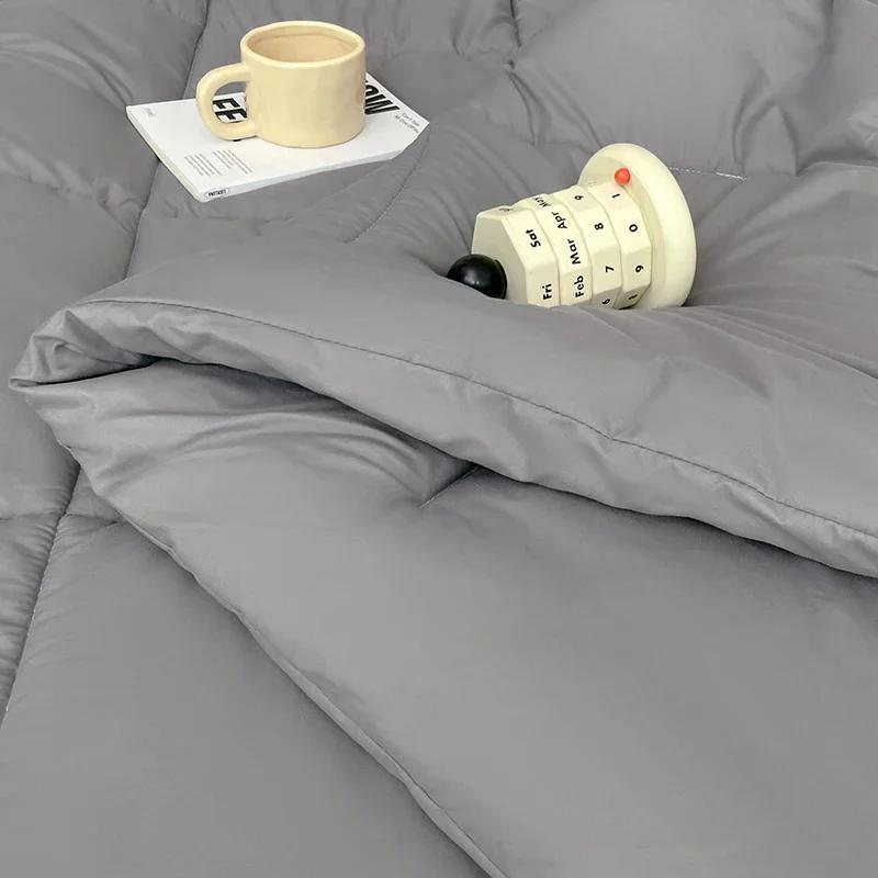 2024 New Winter Quilt Thickened Warm Solid Color Simple Wind Soybean Fiber Quilt Skin-friendly Lock Warm Spring and Autumn Quilt