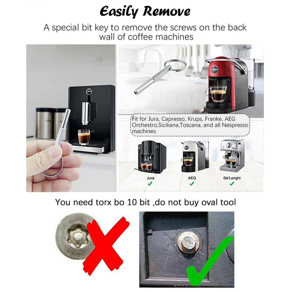 Oval Head Key Set with Keyring Seal Rings Automatic Coffee Machine Maintenance Part Coffee Repair Tool for Coffee