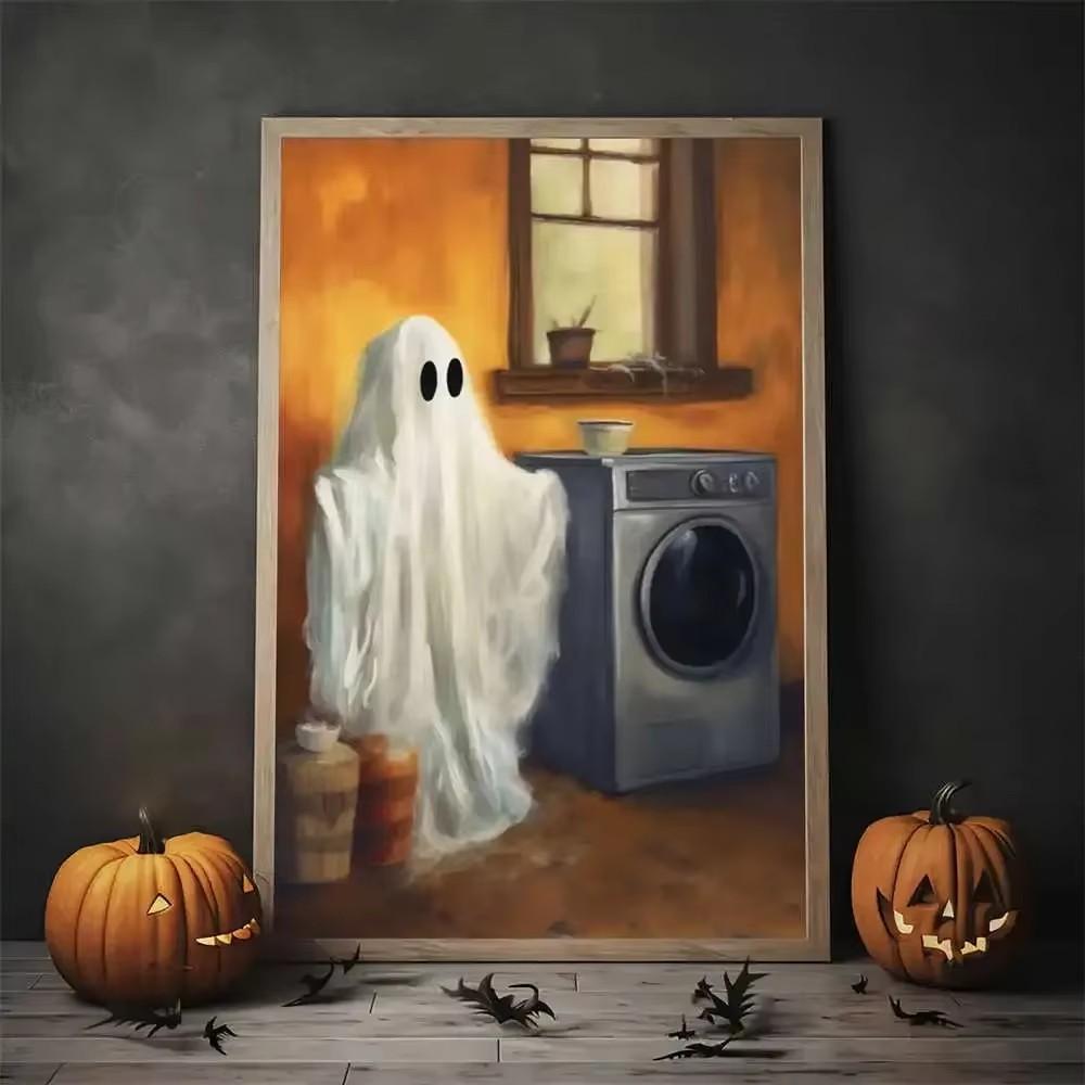 Vintage Wall Art Music Sports Spooky Aesthetics Bicycle Halloween HD Canvas Print Poster Home Living Room Bedroom Decoration