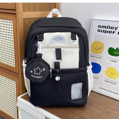 Versatile Contrasting Color College Schoolbag Female, Cute Large-capacity Backpack, Junior High School Student Backpack