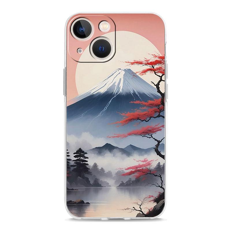 Phone Case For iPhone 16 Cases iPhone 15 12 13 14 16 Pro Max X XR XS Max 15 Plus iPhone11 Cover Japan Mount Fuji Cherry Blossom
