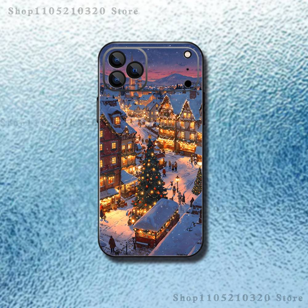 

Ins Cartoon Christmas Style Phone Case For iPhone 17,16,15,14,13,12,11,Pro,Max,Plus,E,SE4,Air,Mini Black Soft Funda iPhone14Pro