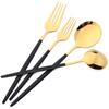 36Pcs Black Gold Cutlery Set Knives Dessert Fork Coffee Spoon Dinnerware Flatware Stainless Steel Silverware Party Tableware Set