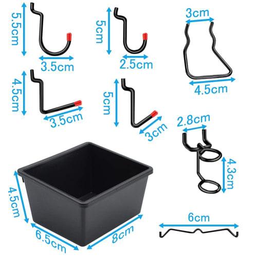 156 Pcs Perforated Board Hooks, Punching Board Hooks, Dedicated T-Shaped Hooks, Mesh Hooks, 25mm Hole Pitch, Plastic Box Included, Hanging Rack, Fixin