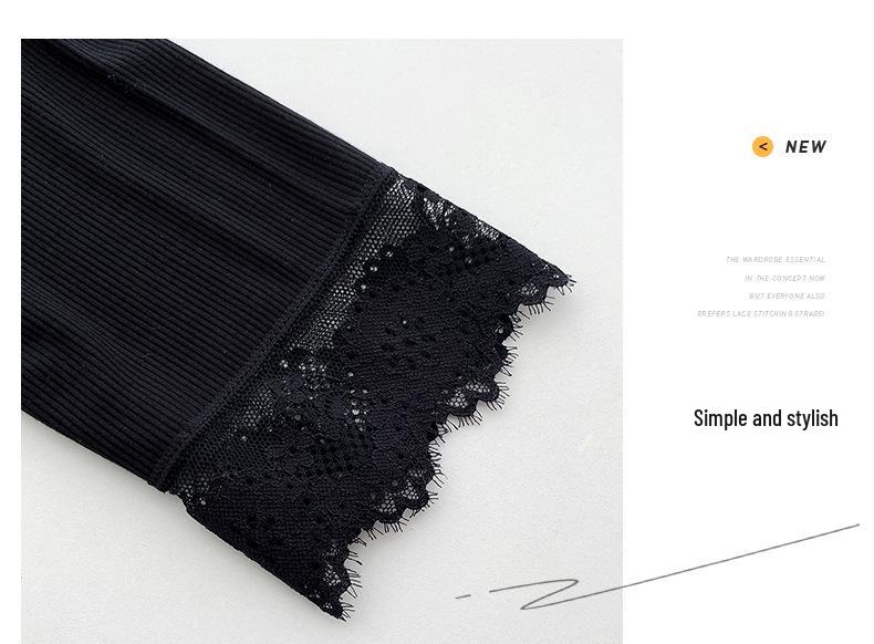 Lace Long Sleeve Pajama Set: Women's Loose-Fit Autumn/Winter Wear, Versatile for Outdoor Use.