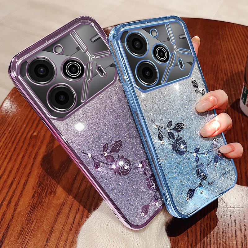 KADEM For TECNO Pova 6 5G/Pova 6 Pro 5G Case Glitter Sparkle TPU Phone Cover with Lanyard