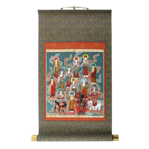 Hanging scroll, mounted, Thirteen Buddhas, small size, mounted, model scroll