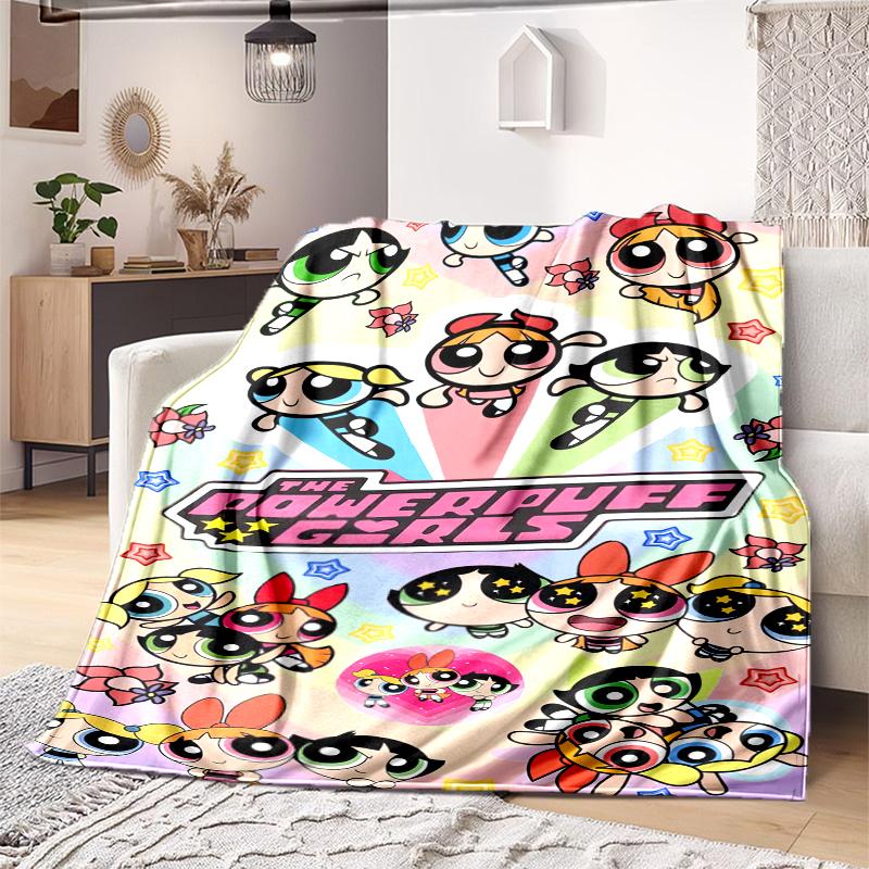 1PC The Powerpuff Girls Printed Blanket, All Season Lightweight Home Office Outdoor Nap Multifunctional Blanket A12