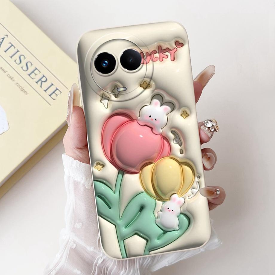 

For Realme 11 5G Taiwan RMX3780 Funda Realme 11x 11 Pro+ Pro PLus Aesthetic Cartoon Panda Rabbit Camera Protection Matte Cover Realme 11 Pro Plus