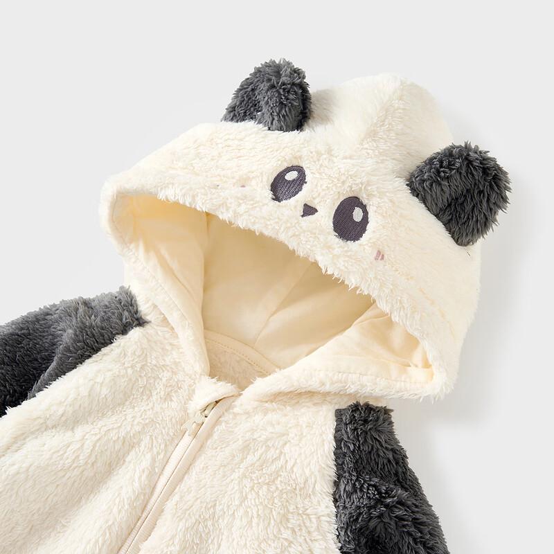 TONGTAI Baby Hooded Double-sided Arctic Velvet Bodysuit 90cm