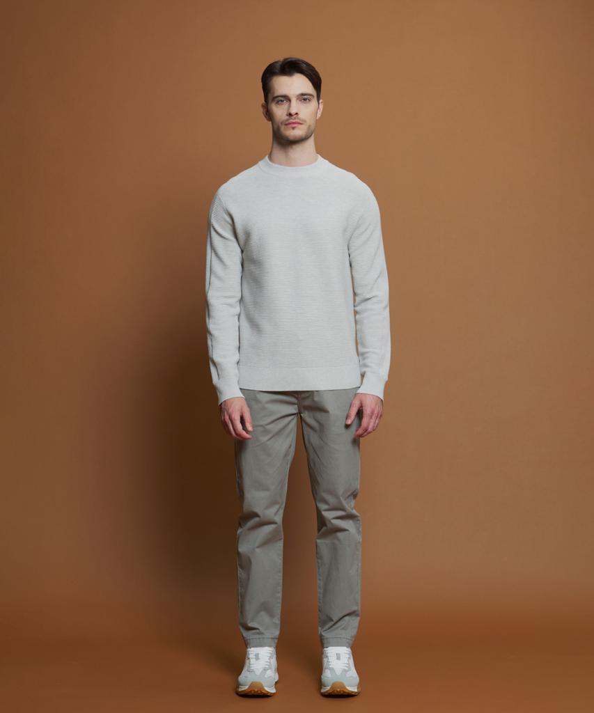 PANICALE Gray Ribbed Crew Neck Knit