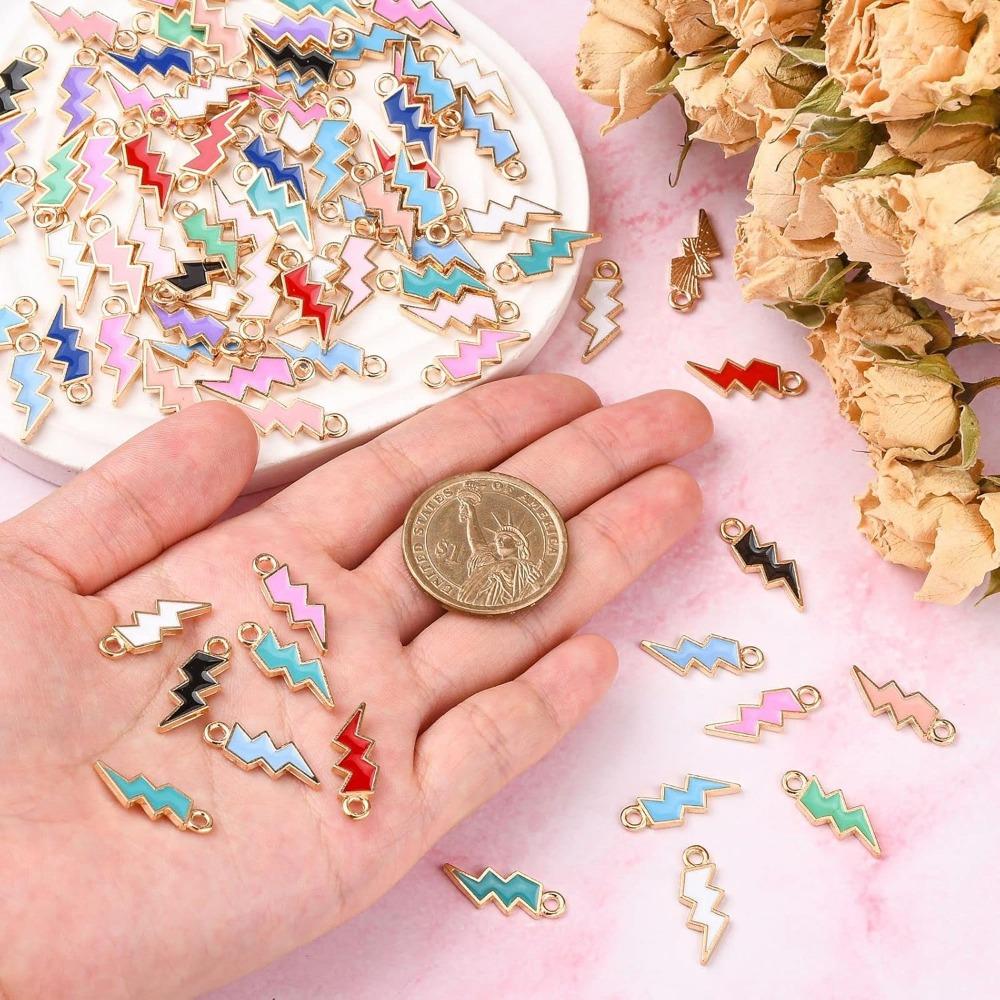 20/50/100pcs Enamel Lightning Bolt Charms Colorful Flash Shape Charms Celestial Thunder Charms for Jewelry Making Bulk