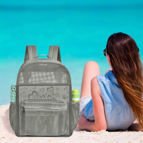 Backpack Great Load Bearing Hollow Mesh Beach Bag Street Style Large Capacity Adjustable Shoulder Strap Outdoor Travel Camping School Bag