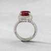 Xian Can Jewelry S925 Silver 9x11mm Pigeon Blood Red Pave Ring, European & American Style, Xiaohongshu Live.