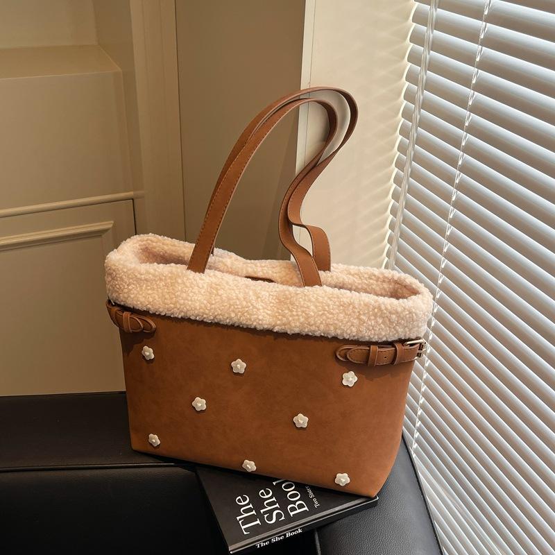 

Замшевая сумка женская большой вместимости новая осенне-зимняя ретро повседневная сумка через плечо премиальная сумка-тоут коричневый