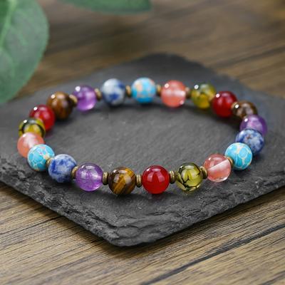 With 7 Colors For Women Men 1PC Stone Bracelet Adjustable Beaded Design Natural Stone Perfect Gift Fashion Jewelry Bracelet  Accessories