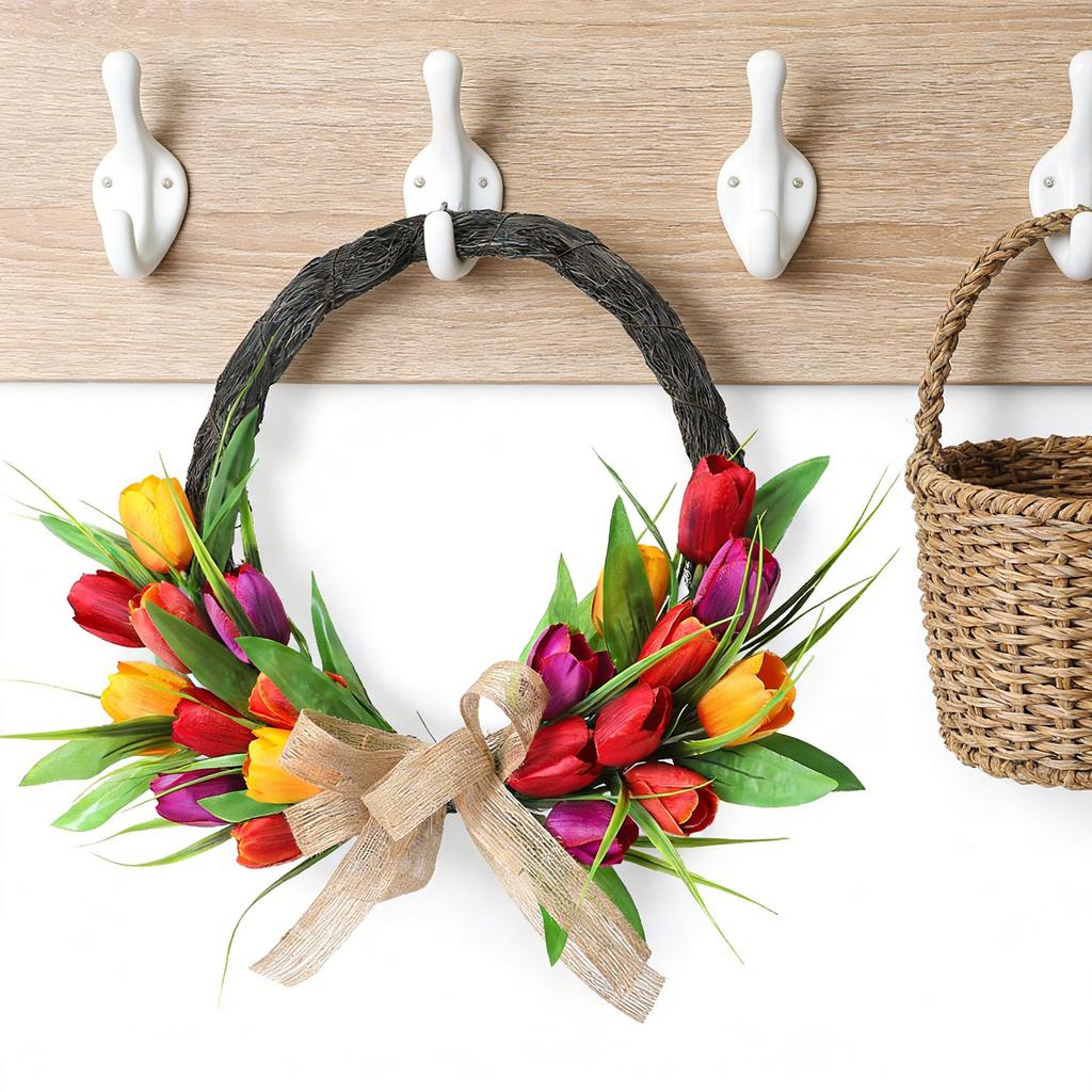 Artificial Flower Wreath 40cm Spring   Wreath Front Door Decoration for Indoor Outdoor