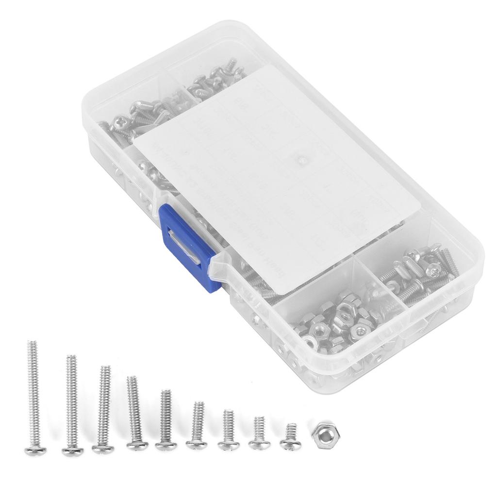 304 Stainless Steel Screws Cross Pan Head Screws with Hex Nuts Washers Screw Kit220pcs #4 40UNC