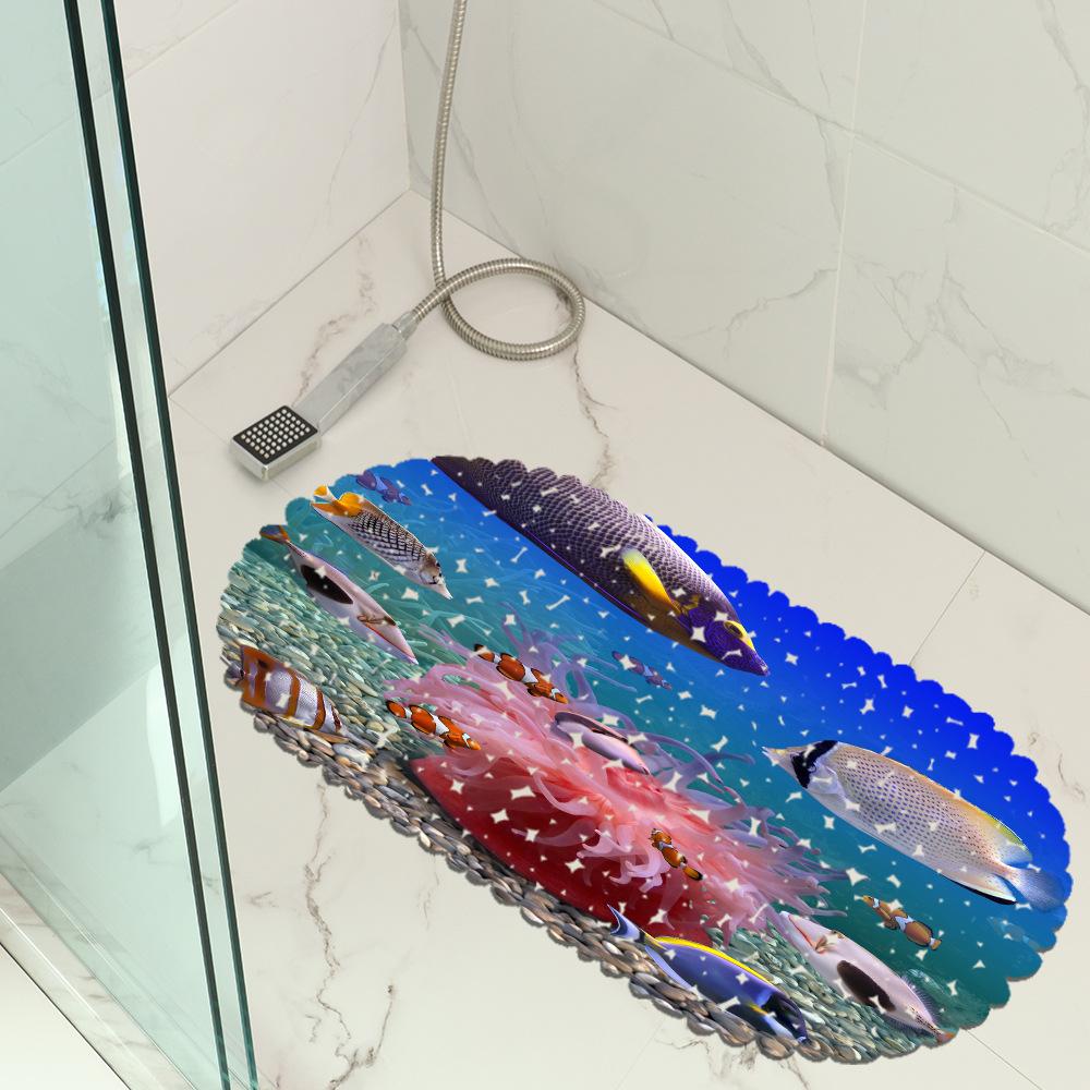 Underwater World Bathroom Mat Bath Room Floor Mat Pvc Bathtub Non-Slip Mat Waterproof Bath Foot Mat Pattern Available