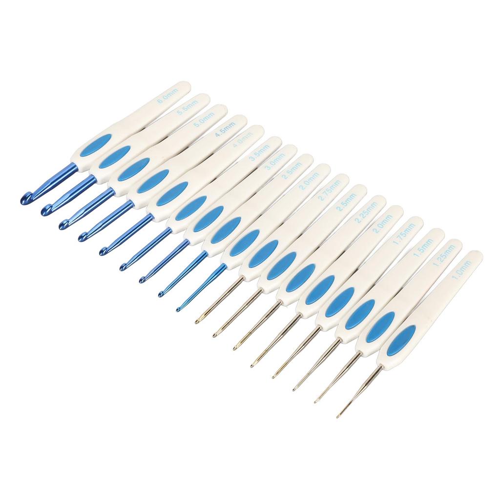 17 ks Sada háčků na háčkování Hliníkové ergonomické háčky na háčkování s pouzdrem DIY Nástroje pro ruční pletení umění pro