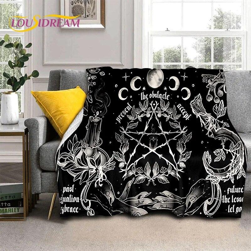 Gothic Ouija Tarot Čarodějnictví Horor Lebka Deka, Flanelová deka pro Halloween Ložnice Pohovka Pohovka Piknik Turistický obal Dárek