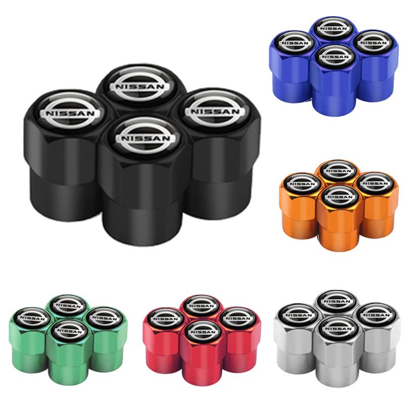 APU1 4PCS Metal Car Badges Wheel Tire Valve Caps Covers Car Accessories For Nissan Nismo X-Trail 1 2 T32 Almera Qashqai Skyline Note