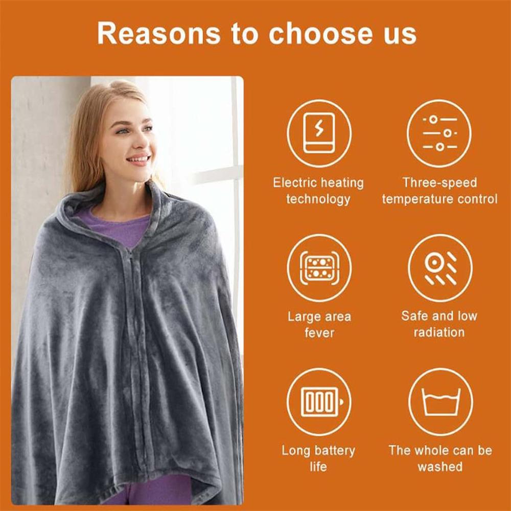 2pcs USB Heating Blanket, Portable Electric Blanket, 10.5W Power, 9 Heating Zones, 3 Temperature Levels, and Machine-Washable.