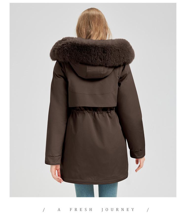 Women’s Hooded Windproof Thicken Warm Cotton-padded Parkas Winter Jacket With Detachable Sleeves