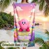 Kirby Beach Towel, Personalized Custom Text, Quick Dry Soft Large Towel For Swimming Pool Travel
