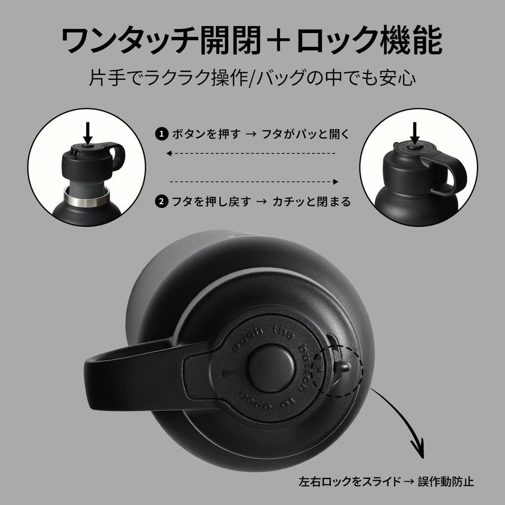 BOTTLE BOTTLE Water for and Stainless Direct with Button Locking Carbonation Bottle, 600ml, Sports, Travel, School, Carbonated, Insulated, Steel,