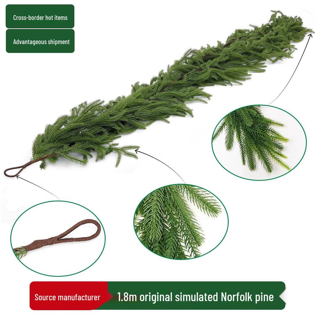 Nofox Rattan Pine Needle Christmas Wreath Decoration