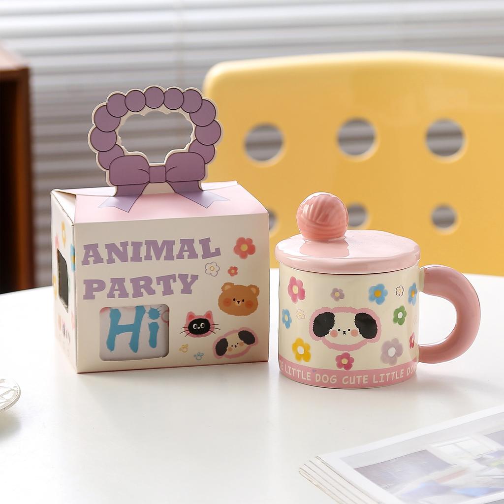 Creative Design Girl Heart Ceramic Cup Anime Cute Mug Drinking Water Cup Cat Coffee Cup Souvenir Gift Hand Box