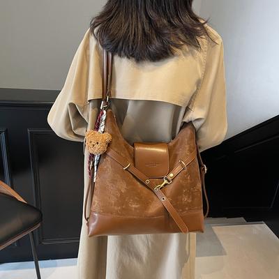 Autumn and Winter Large-capacity Matte Splicing Tote Bag 2025 New Versatile Going Out Commuting Single Shoulder Oblique Span Bag Women's Bag