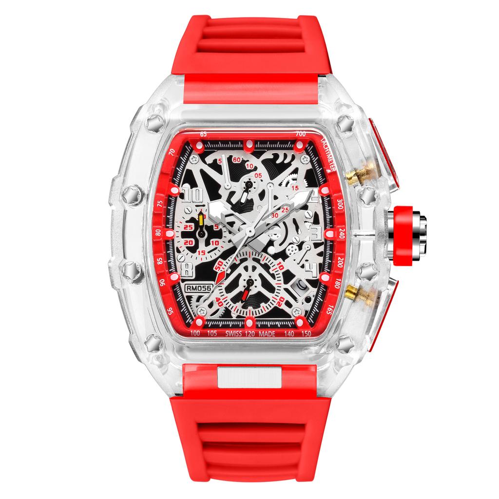 Przezroczysty zegarek niemachaniczny w kształcie tonneau