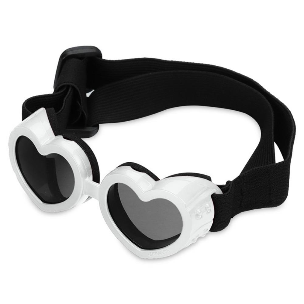 

Fashion Heart-shaped Puppy Eyeglasses UV Protection Waterproof Dog Eyewear Glasses Adjustable Strap Dog Sunglasses Pet Supplies белый