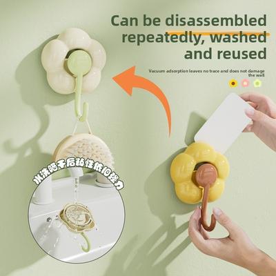 Flower Sunflower Suction Cup Hook No Punching No Trace Hook Vacuum Suction Cup Kitchen Living Room Bathroom Seamless Hook